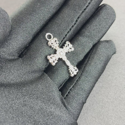 Baroque Cross Pendant White Gold