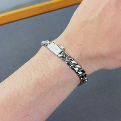 White Gold Cuban Bracelet - 10mm