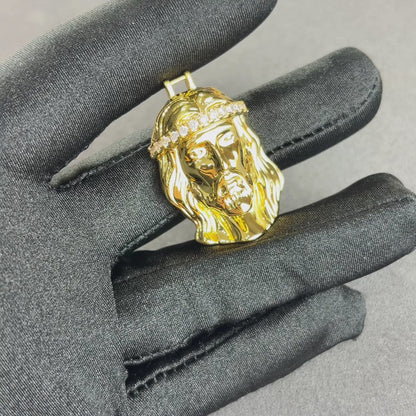 Jesus Diamond Crown Pendant Gold