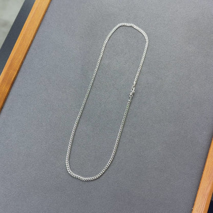 Women's White Gold Cuban Chain - 3mm
