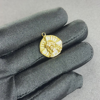 Jesus with Cross Medallion Pendant Gold