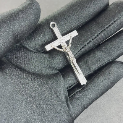 Savior Cross Pendant White Gold