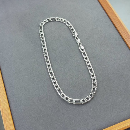 White Gold Figaro Chain - 9mm