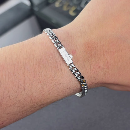 White Gold Cuban Bracelet - 6mm