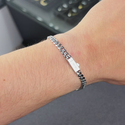 White Gold Cuban Bracelet - 5mm