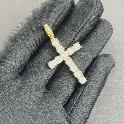 Crystal Cross Pendant Gold