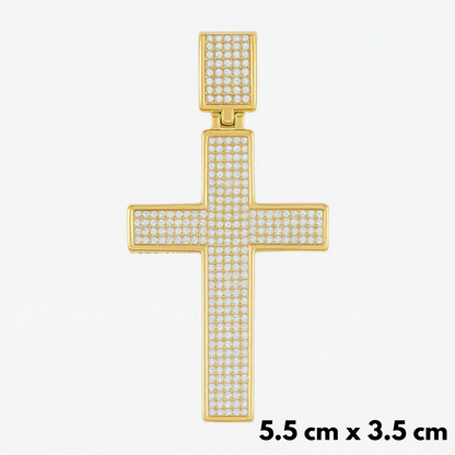 SET - Gold Cuban Chain 10mm + Unbroken Cross Pendant Gold
