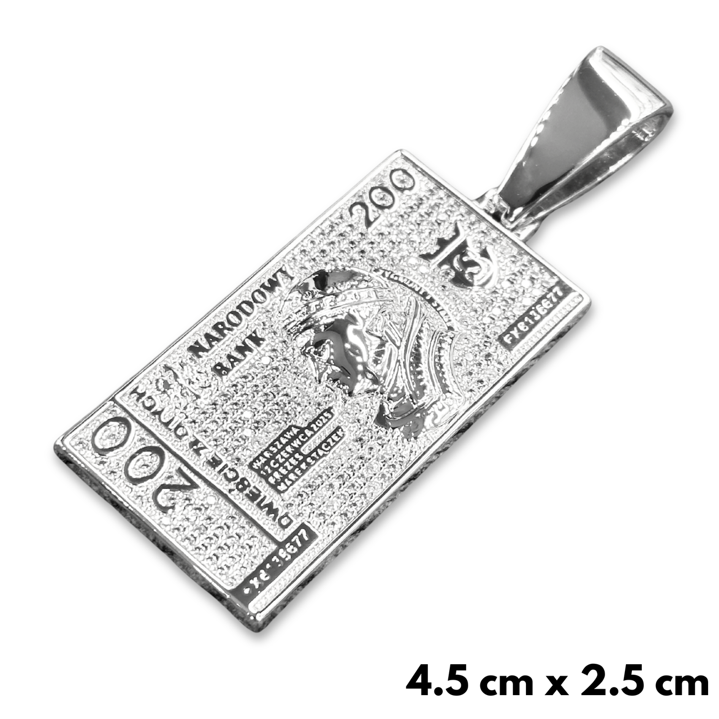 200 PLN Banknote Pendant White Gold