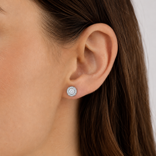 Women's Silver S925 Round Earrings